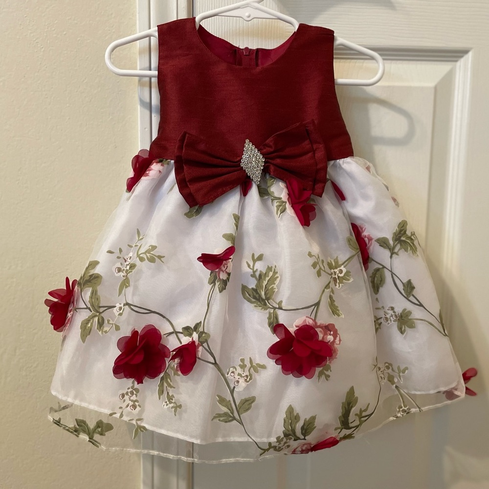 Beautiful formal red floral toddler dress